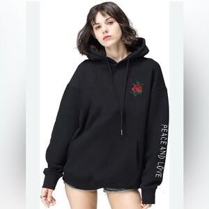 Sunny Guo Fleece Embroidered Hoodie Sweatshirt Women’s Size L